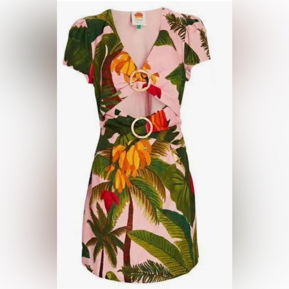 Farm rio Cocoa forest cut-out mini dress, like new, no tags. Size XL